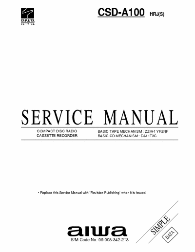 Aiwa CSD-A100 Service Manual CD Radio Tape Recorder Simple e Supplement - pag. 18 +2